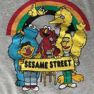 Sesame Street Gang Adult Tee Gray Graphic Short Sleeve